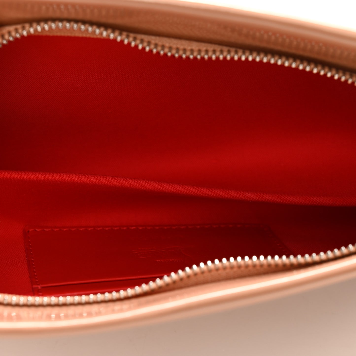 Patent Loubi Twist Zip Clutch Bag Nude
