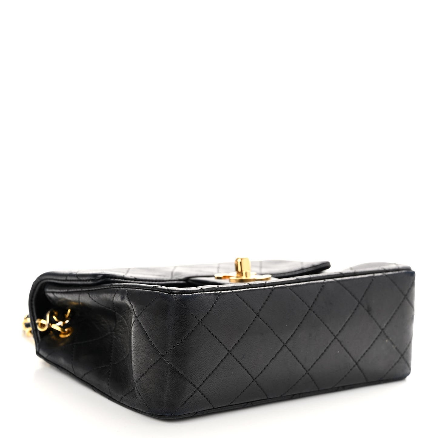 Lambskin Quilted Mini Square Flap Black