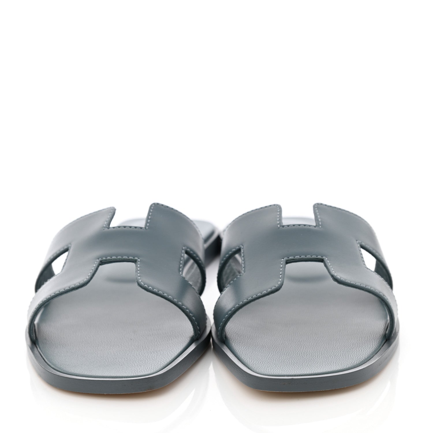 Hermes Box Calfskin Oran Sandals 38 Bleu Pinede 2 of 9