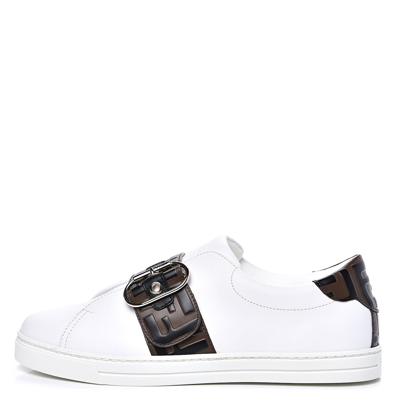 Vitello FF Embossed Womens Slip On Sneakers 39.5 Ultra White Maya Black