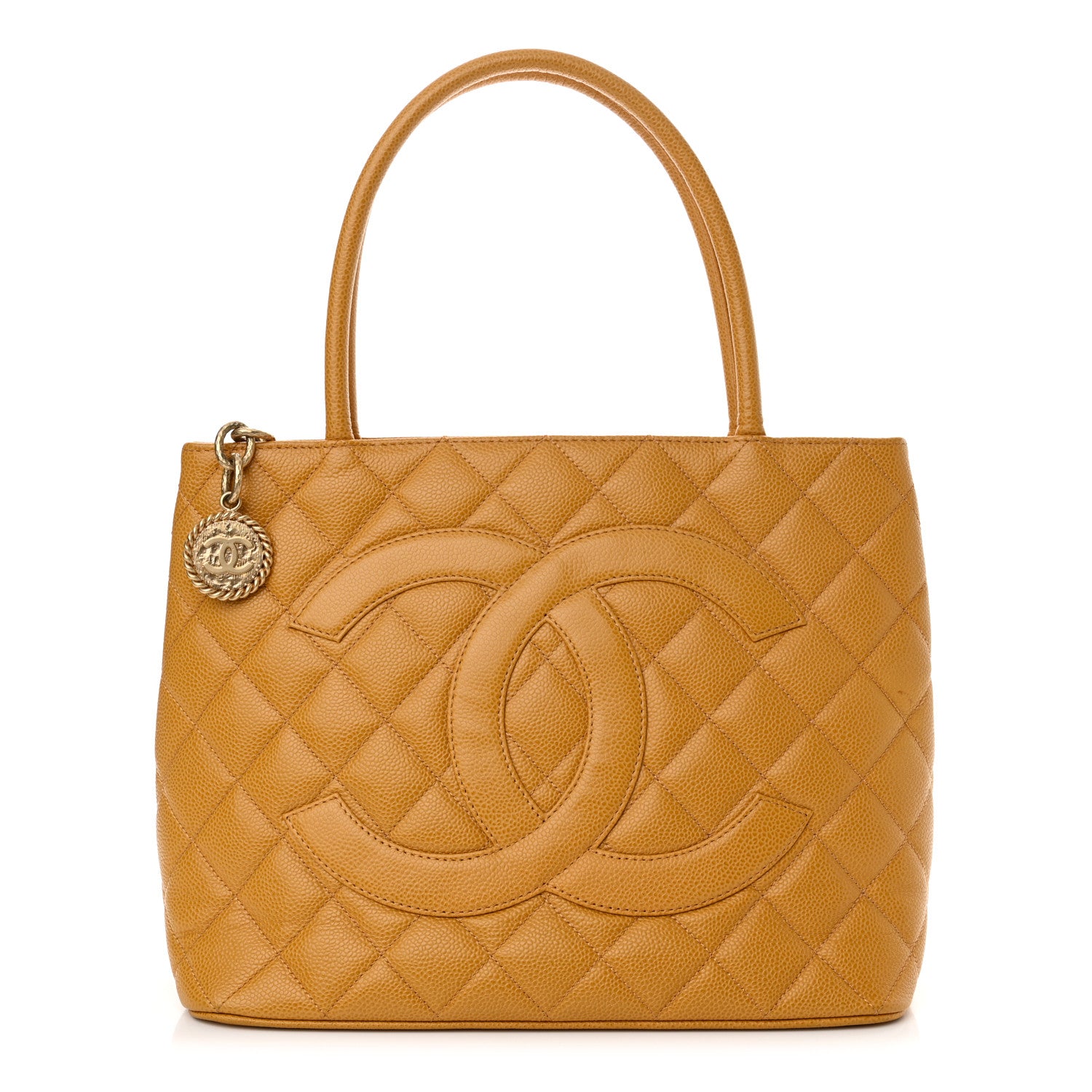 Chanel Caviar Quilted Medallion Tote Yellow 1 of 14