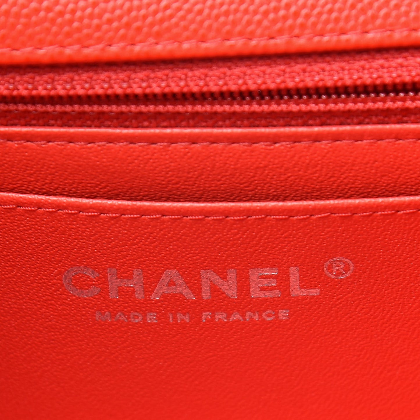 Caviar Chevron Quilted Mini Rectangular Flap Red