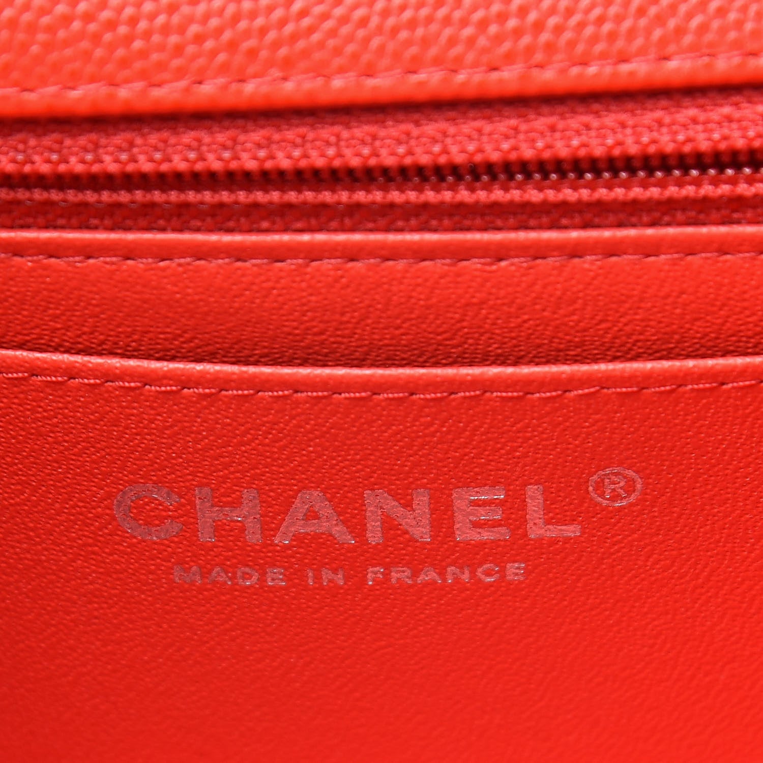Chanel Caviar Chevron Quilted Mini Rectangular Flap Red 6 of 11