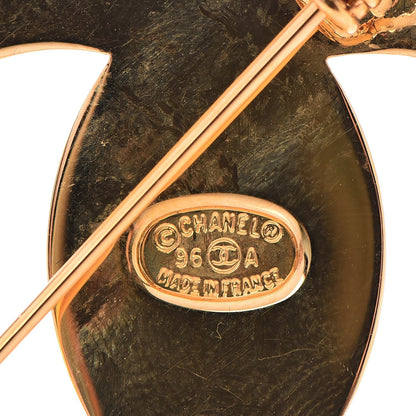 Chanel Crystal Turnlock CC Brooch Gold 4 of 5