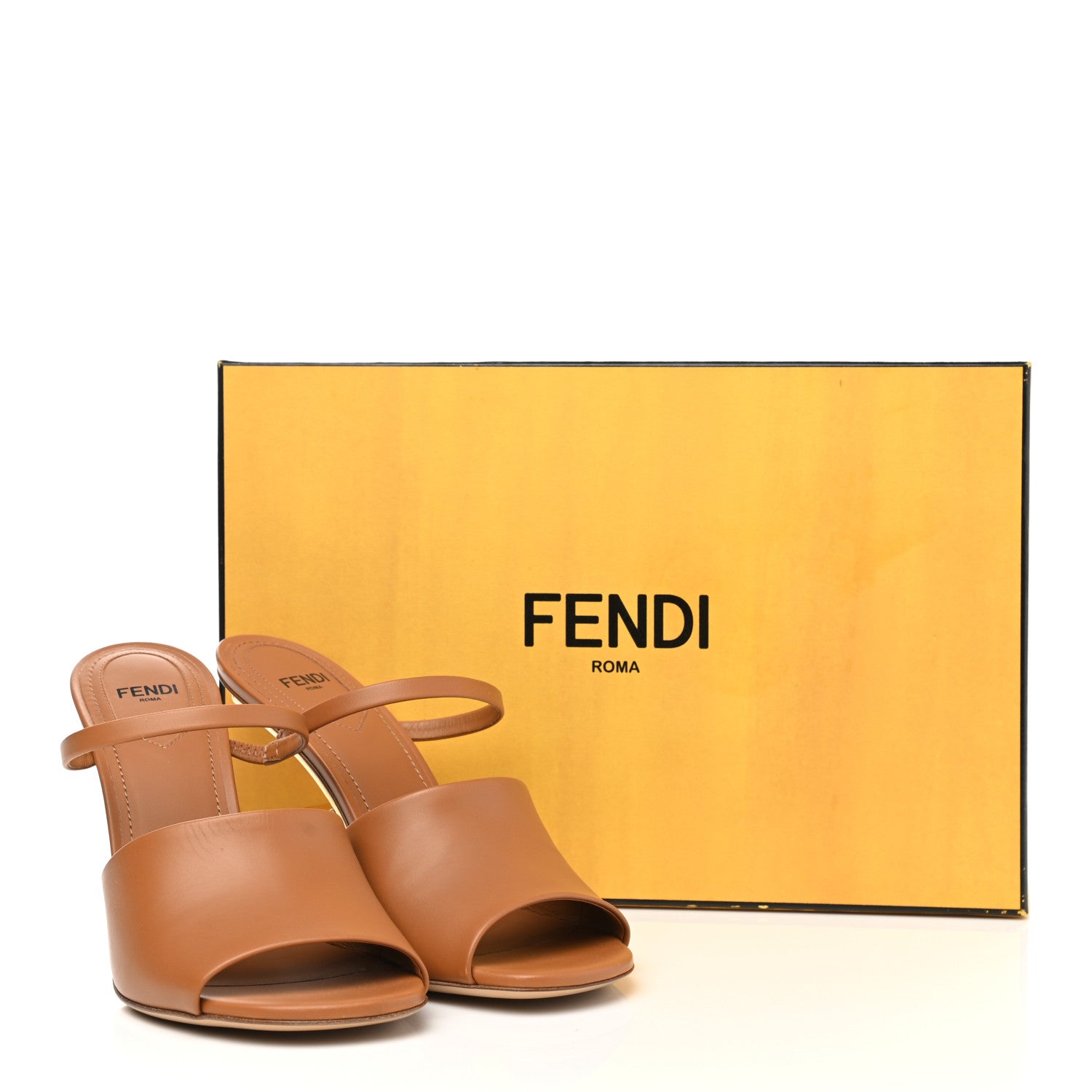 Fendi Calfskin Fendi First 95mm Slide Sandals 37.5 Caramello 16 of 16