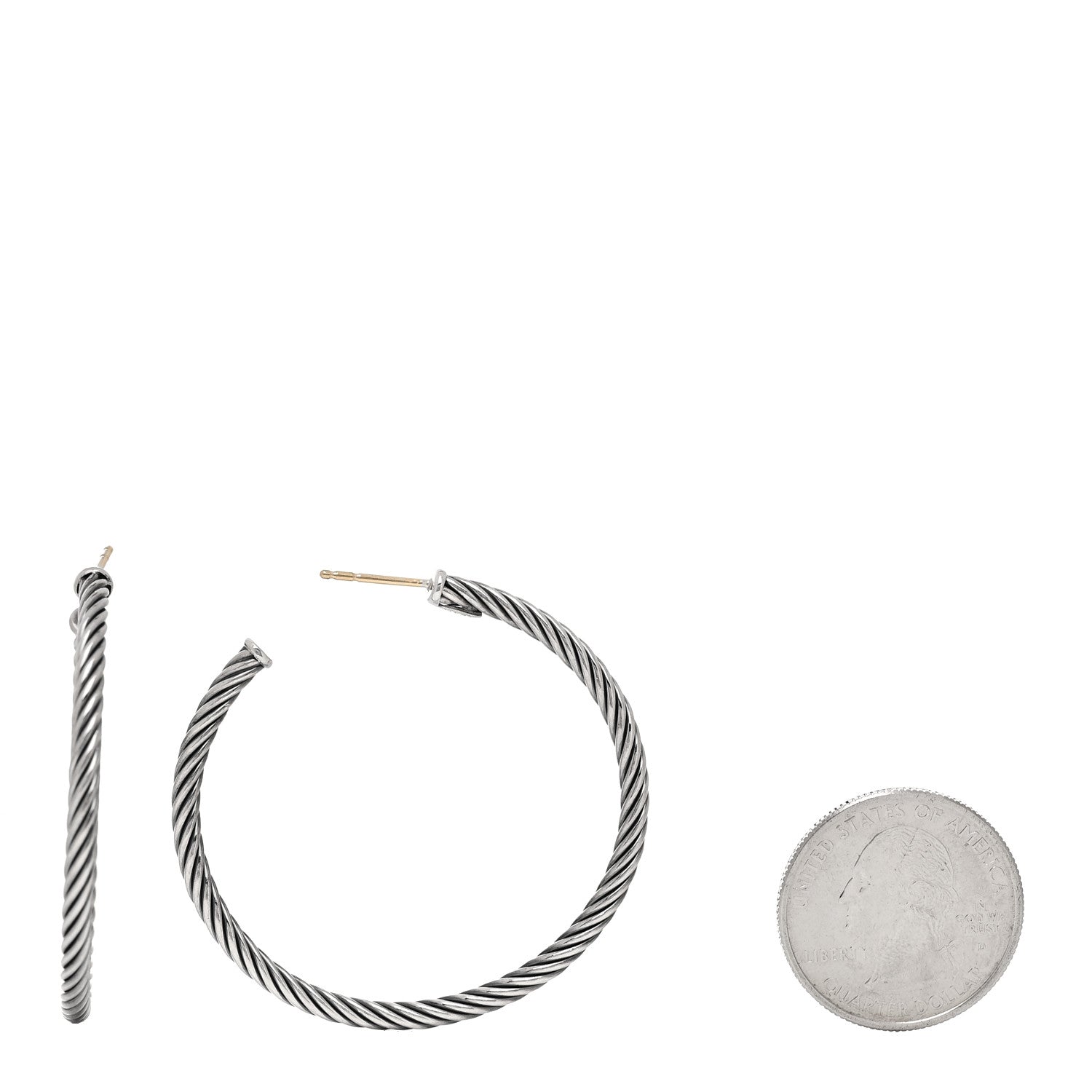 David Yurman Sterling Silver 45mm Cable Classics Hoop Earrings 2 of 4