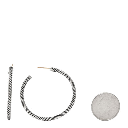 David Yurman Sterling Silver 45mm Cable Classics Hoop Earrings 2 of 4