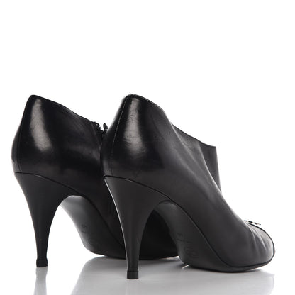 Chanel Calfskin CC Cap Toe Ankle Boots 40 Black Silver 4 of 10