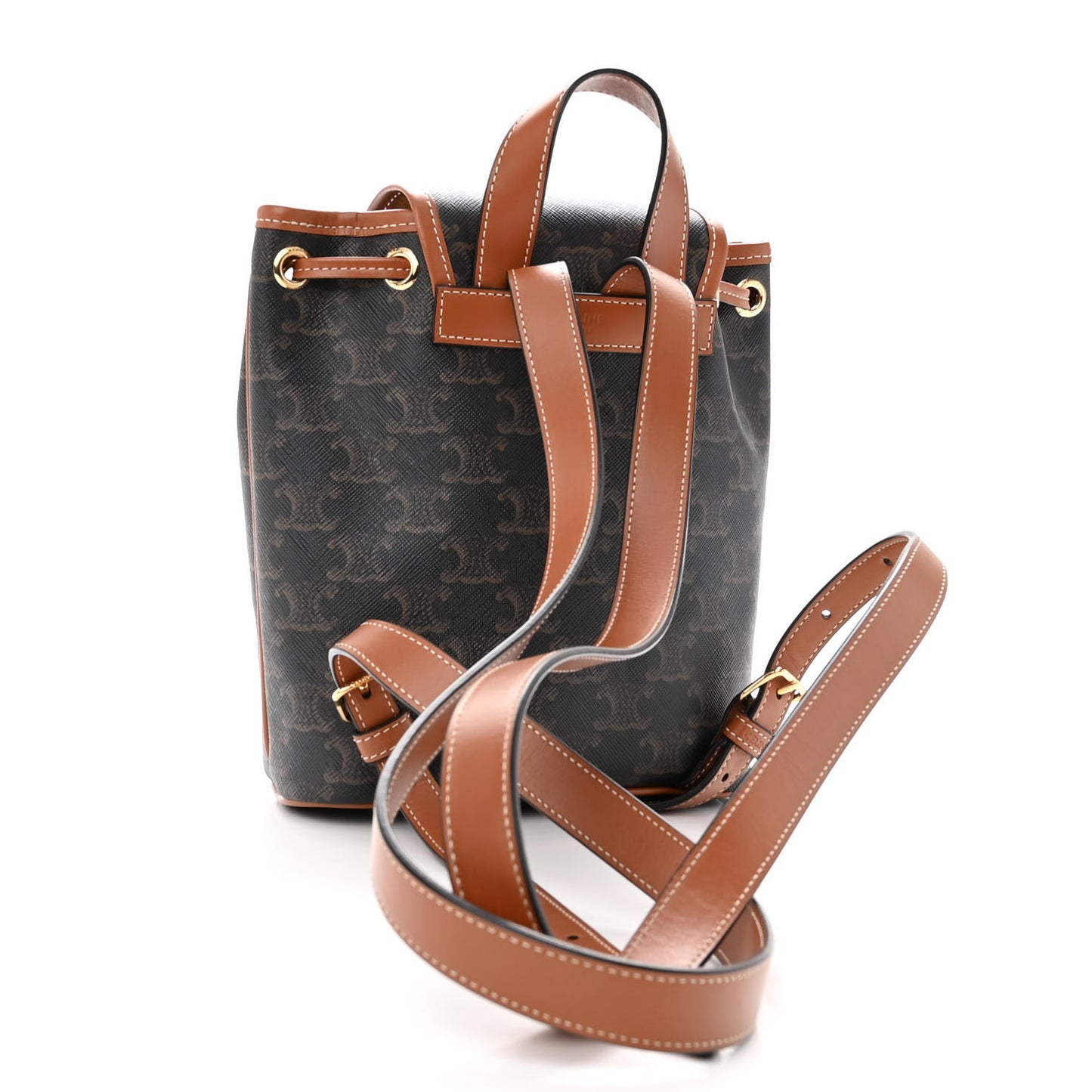 Triomphe Canvas Calfskin Mini Folco Backpack Tan