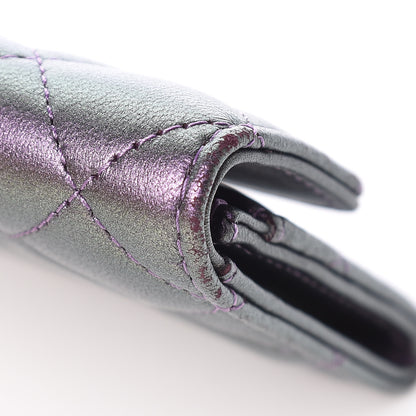 Chanel Metallic Lambskin Quilted Flap Card Holder Dark Purple 12 of 13
