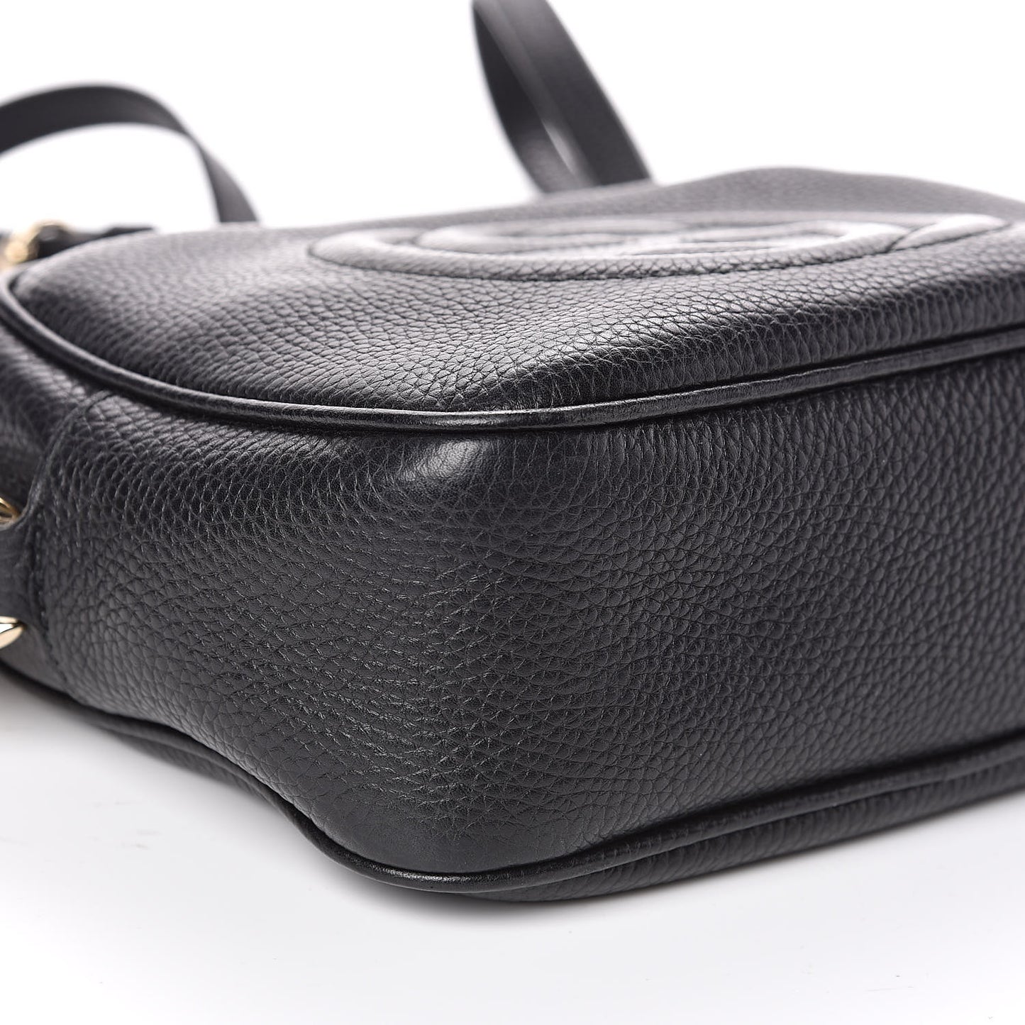 Pebbled Calfskin Small Soho Disco Bag Black