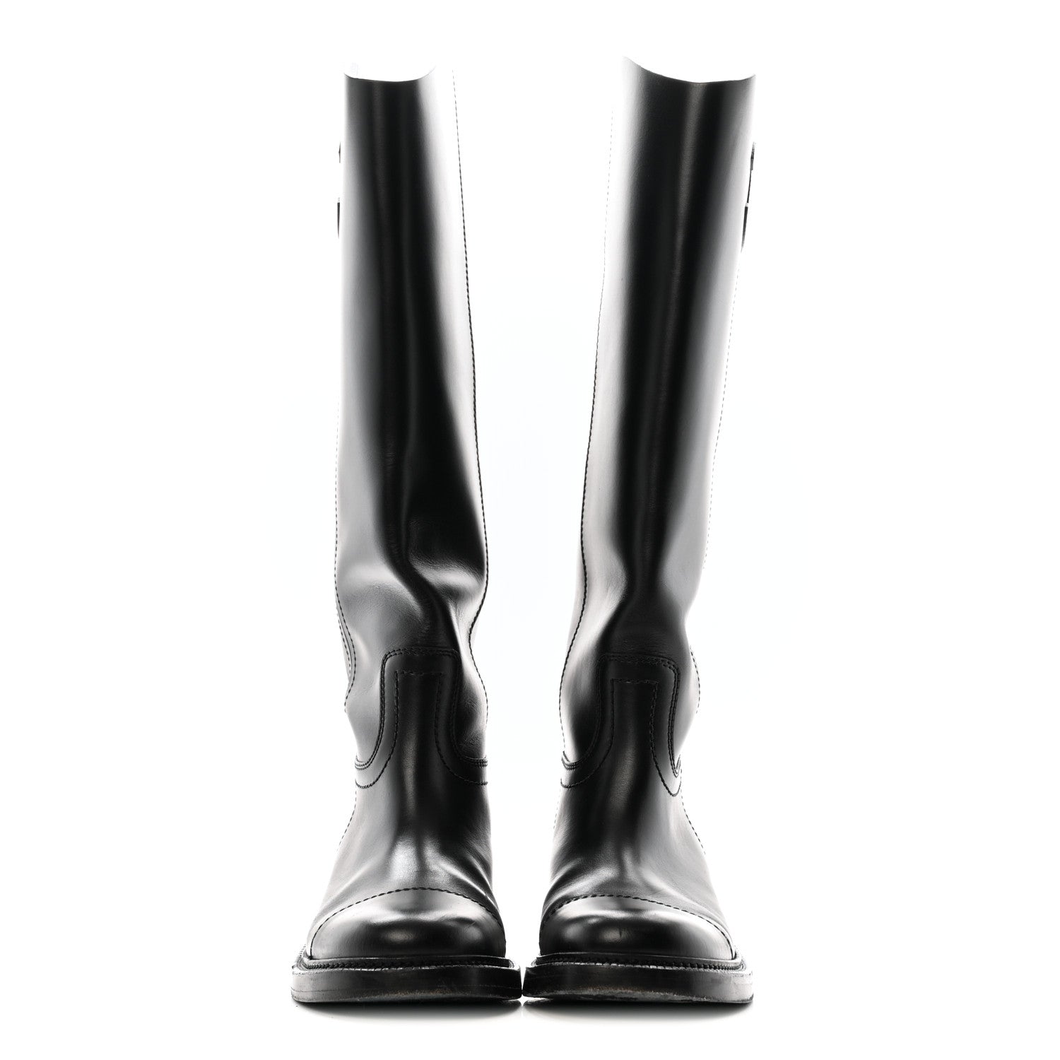 Chanel Calfskin Cap Toe CC Riding Boots 39 Black 4 of 25