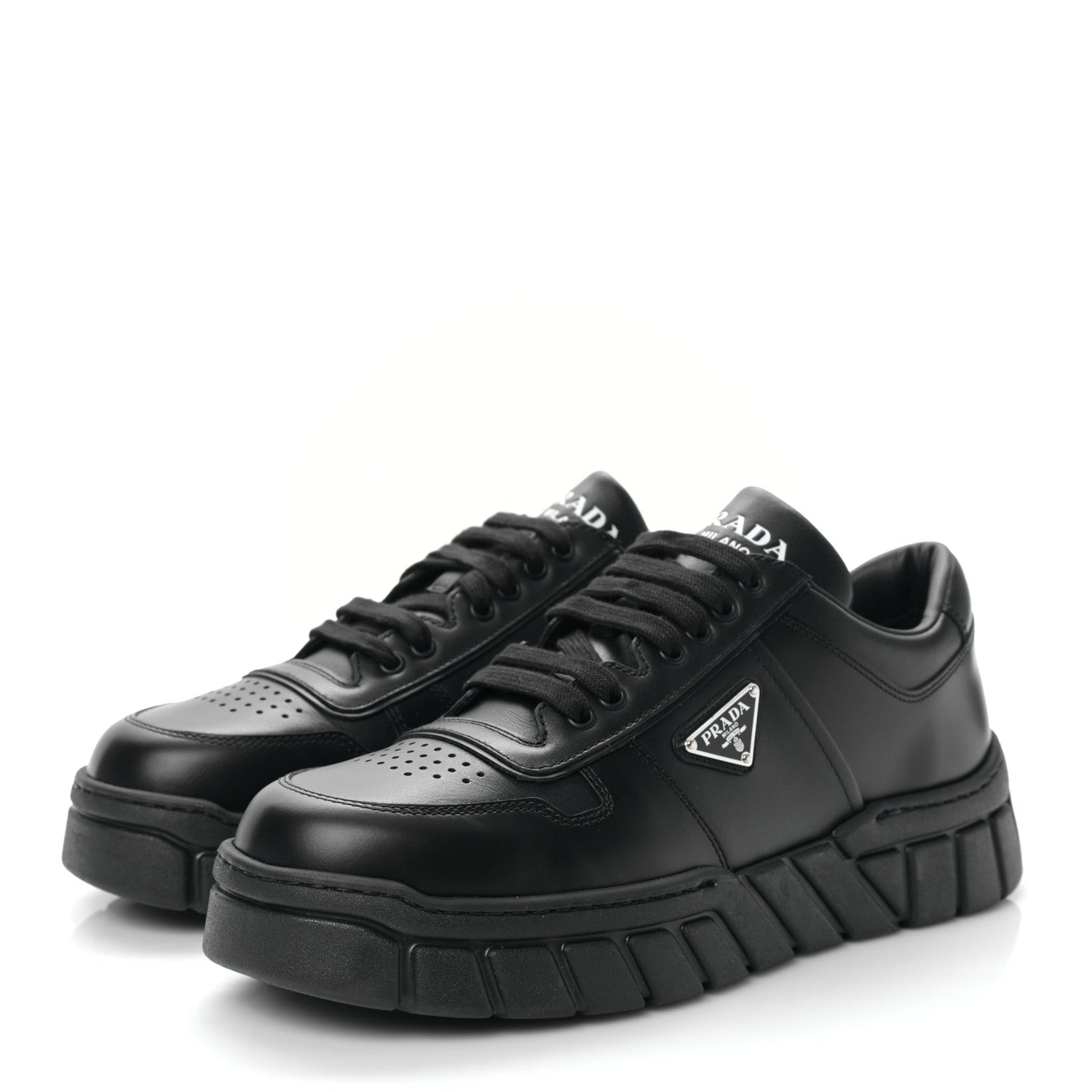 Prada Nappa Metal Triangle Logo Fly Blok Mens Sneakers 10.5 Black 3 of 8