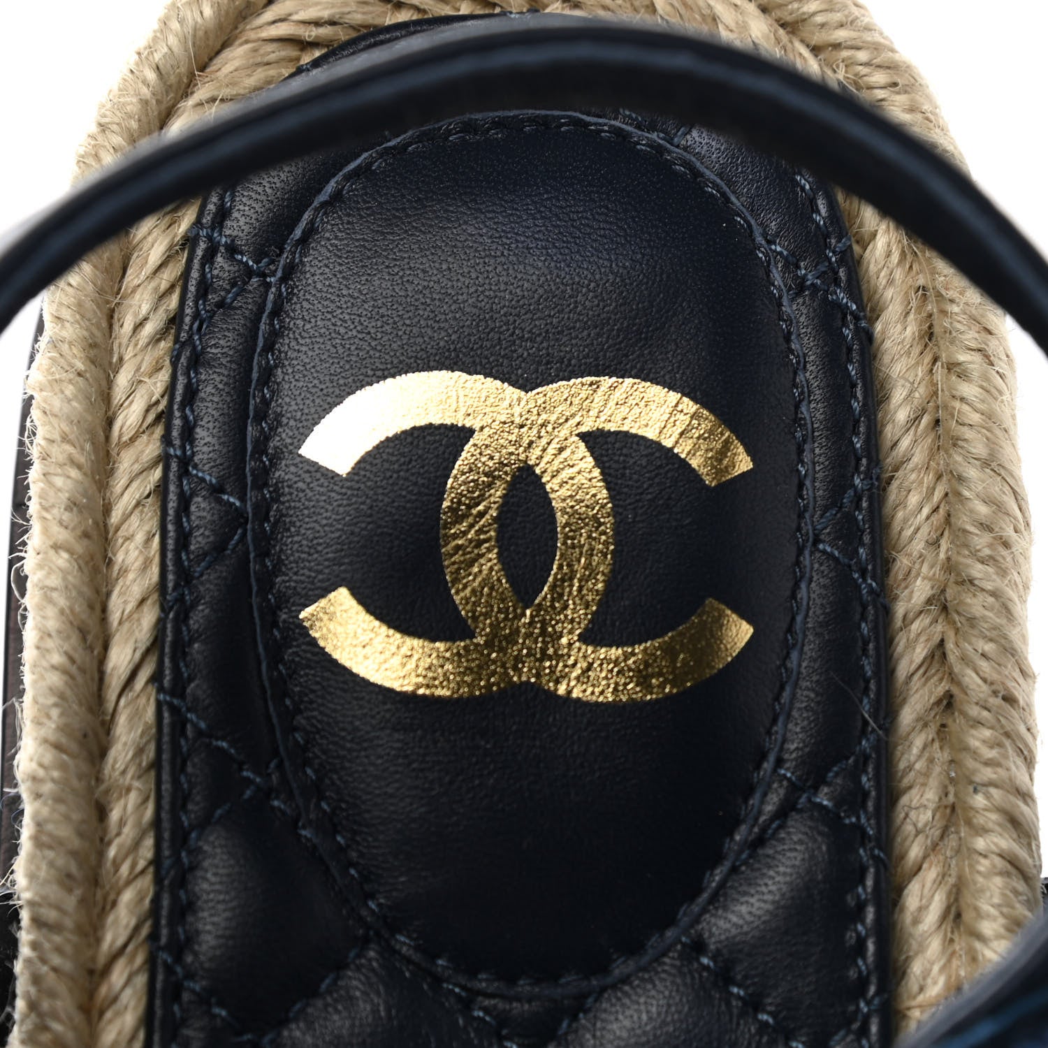 Chanel Tweed Lambskin Velcro Dad Sandals 37 Navy Black 6 of 8