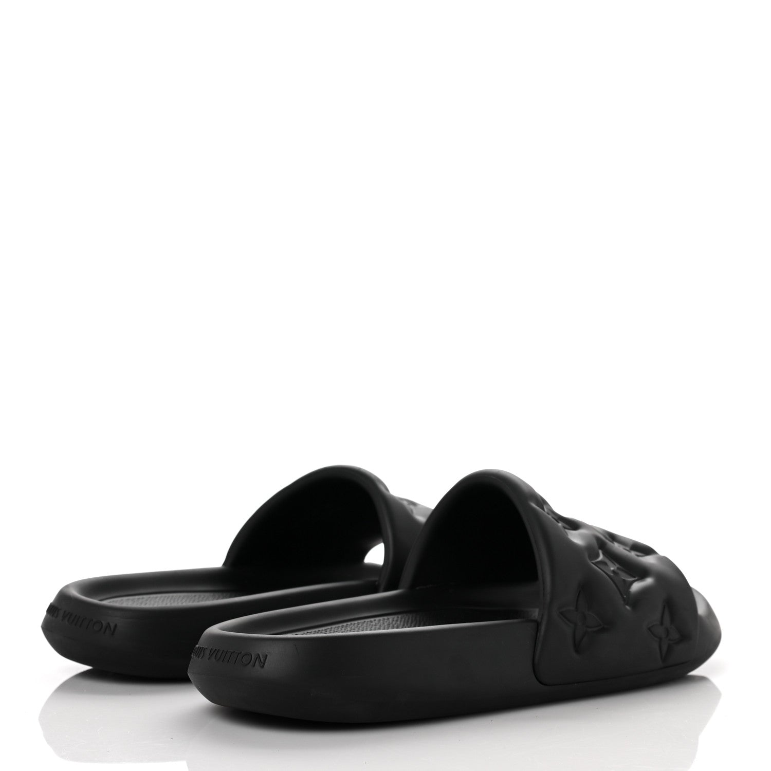 Louis Vuitton Rubber Embossed Monogram Mens Waterfront Mules 10 Black 4 of 10