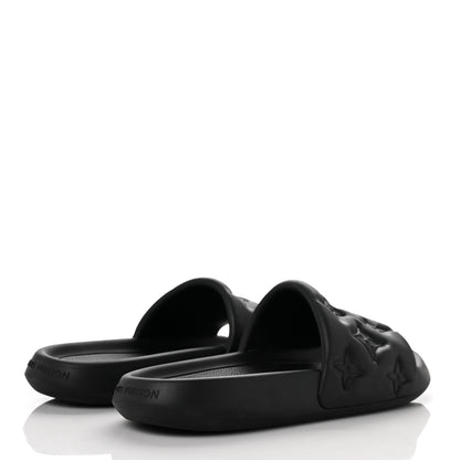 Louis Vuitton Rubber Embossed Monogram Mens Waterfront Mules 10 Black 4 of 10