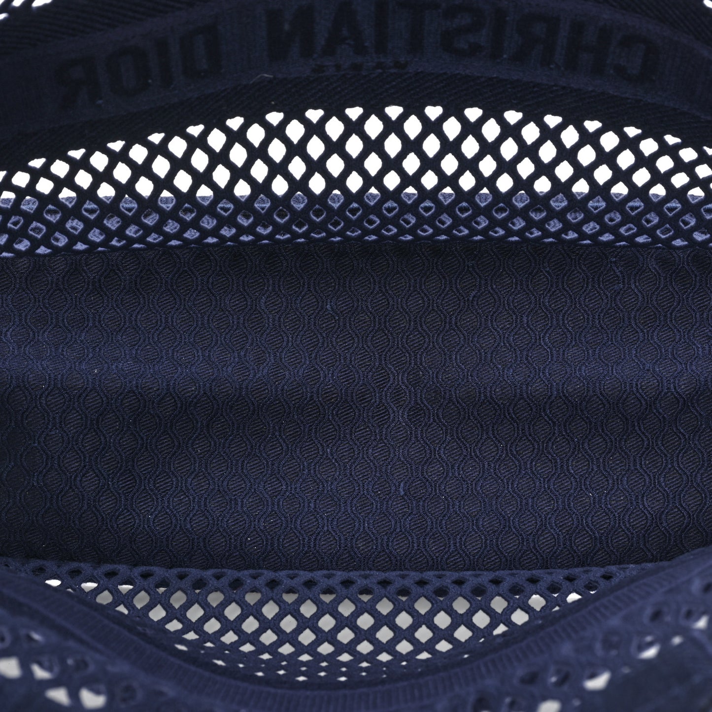 Mesh Embroidered Book Tote Navy Blue