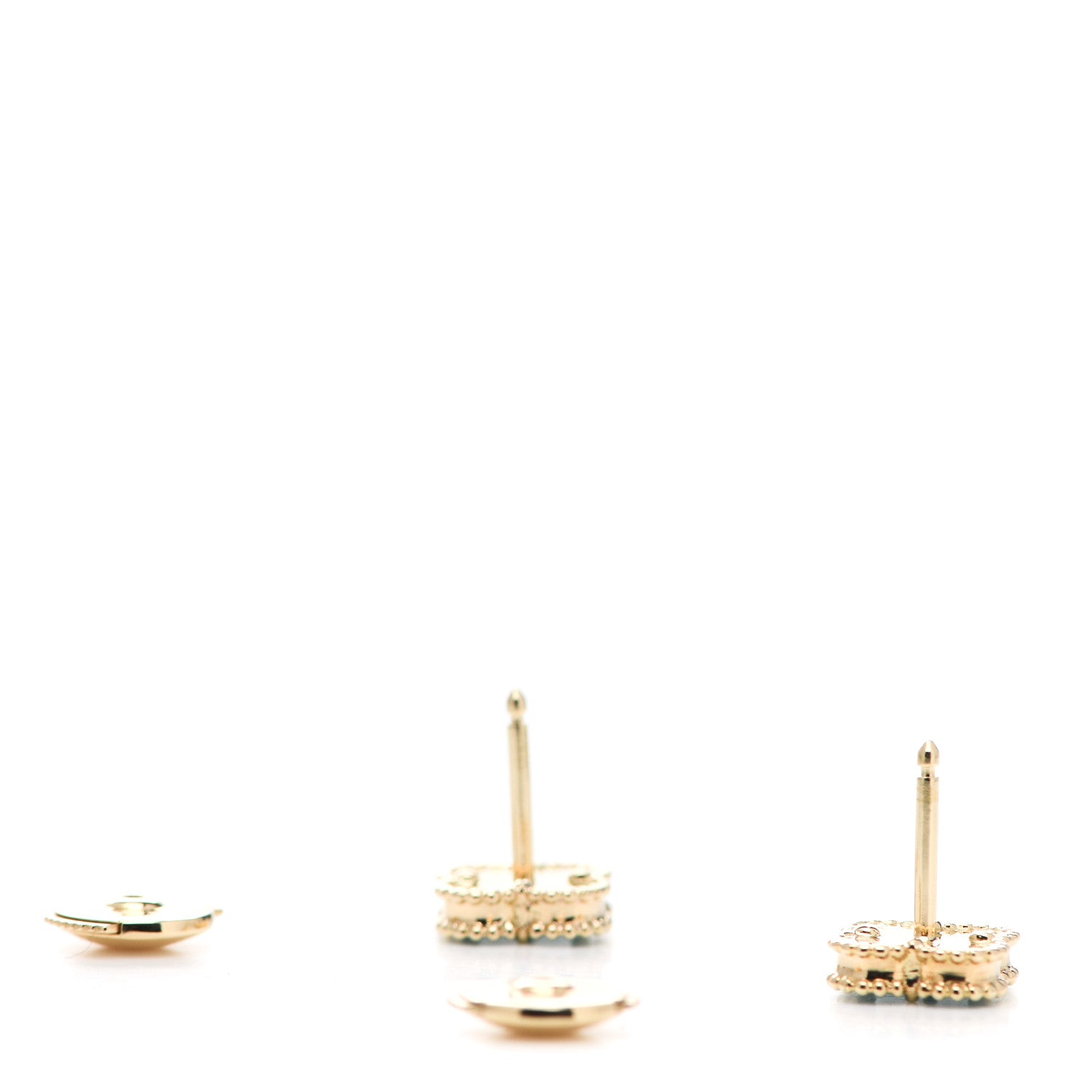 Van Cleef & Arpels 18K Yellow Gold Turquoise Sweet Alhambra Earrings 3 of 5