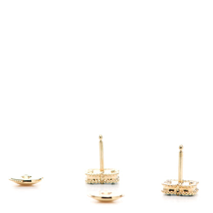 Van Cleef & Arpels 18K Yellow Gold Turquoise Sweet Alhambra Earrings 3 of 5