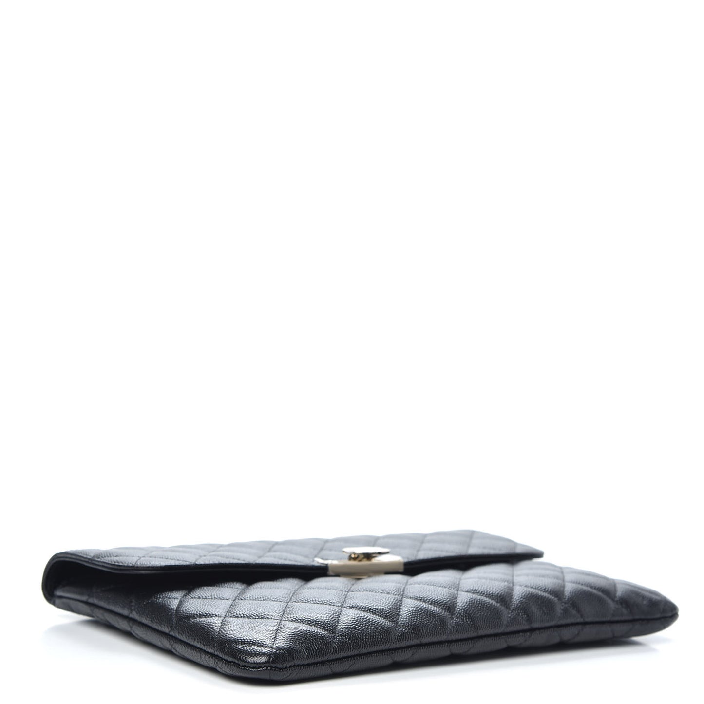 Caviar Quilted Medium Golden Class Pouch Black