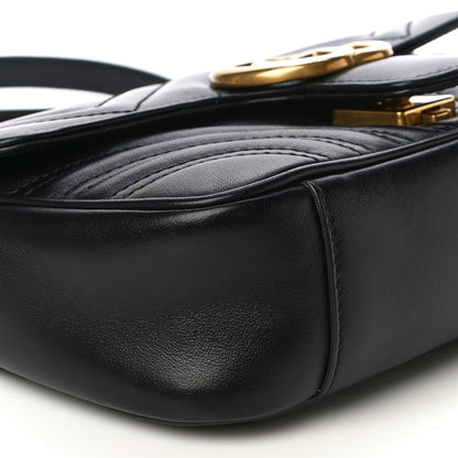 Gucci Calfskin Matelasse Mini GG Marmont Shoulder Bag Black 11 of 13