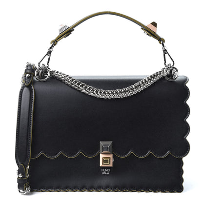 Fendi Vitello Liberty Scalloped Studded Kan I Shoulder Bag Black 1 of 9