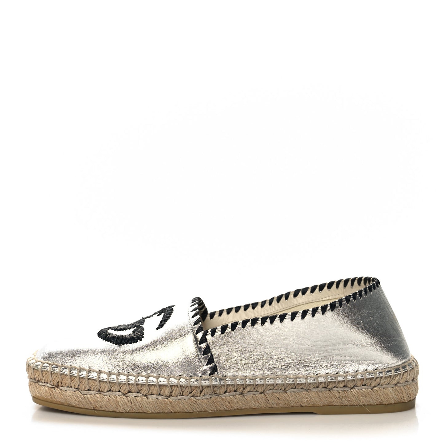 Metallic Nappa GG Marmont Espadrilles 37 Silver