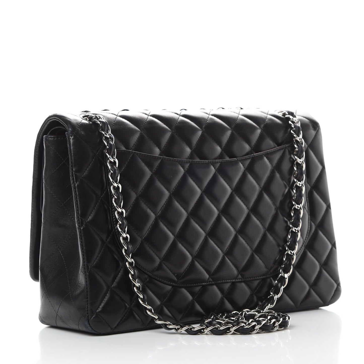 Lambskin Quilted Maxi Double Flap Black