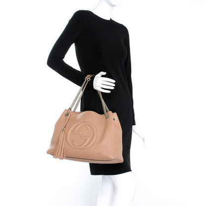 Gucci Pebbled Calfskin Medium Soho Chain Shoulder Bag Camelia 2 of 7