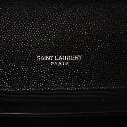 Saint Laurent Grain De Poudre Textured Mixed Matelasse Triquilt Medium Monogram Satchel Black 7 of 12