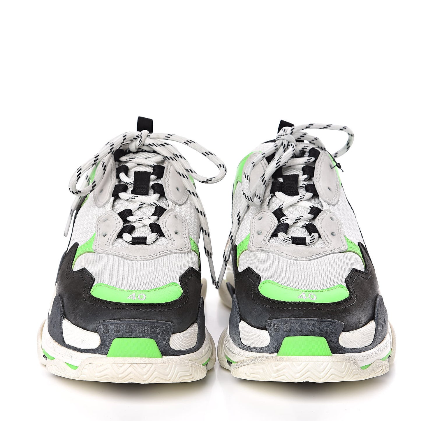 Fabric Mesh Womens Triple S Sneakers 40 White Green Fluo Black