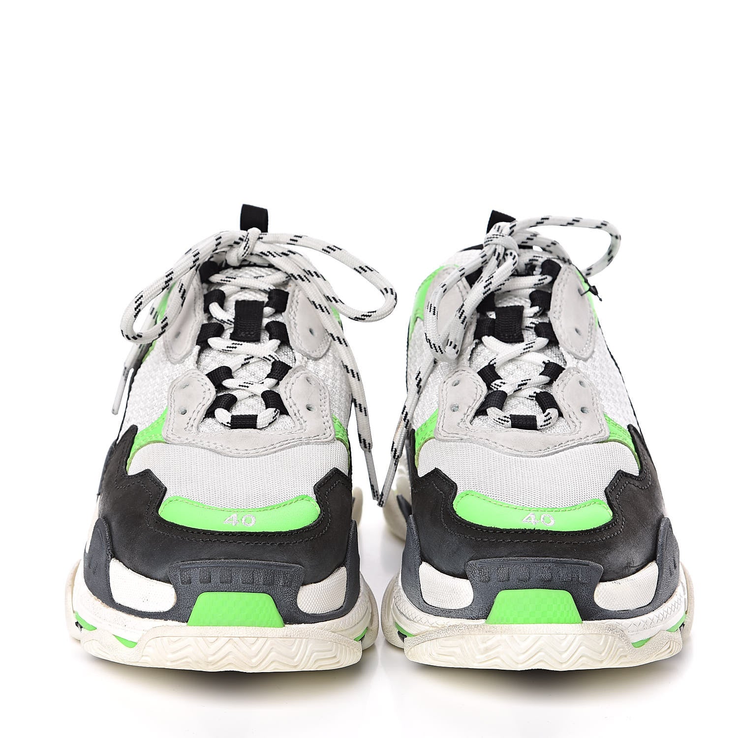 Balenciaga Fabric Mesh Womens Triple S Sneakers 40 White Green Fluo Black 2 of 10