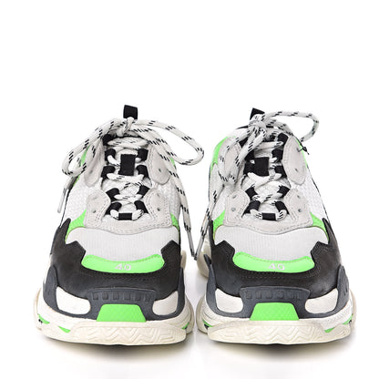 Balenciaga Fabric Mesh Womens Triple S Sneakers 40 White Green Fluo Black 2 of 10