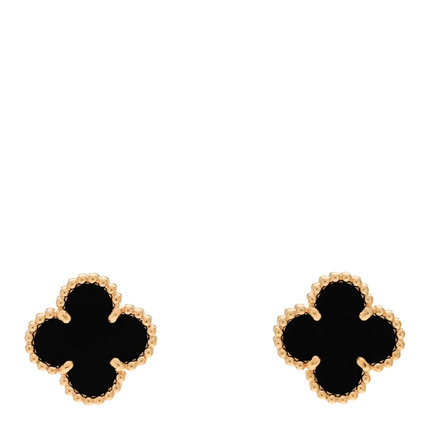 18K Yellow Gold Black Onyx Sweet Alhambra Earrings