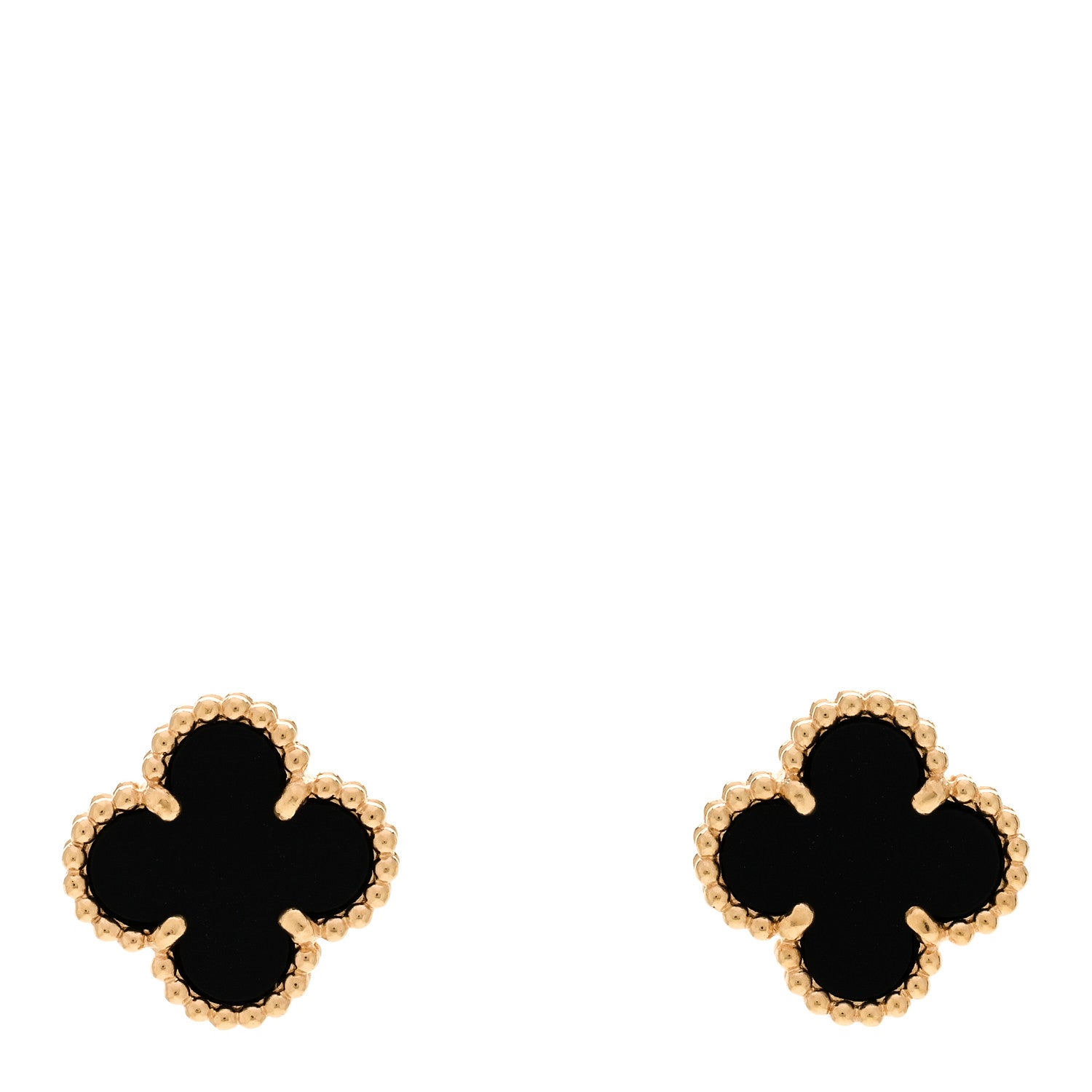Van Cleef & Arpels 18K Yellow Gold Black Onyx Sweet Alhambra Earrings 1 of 6