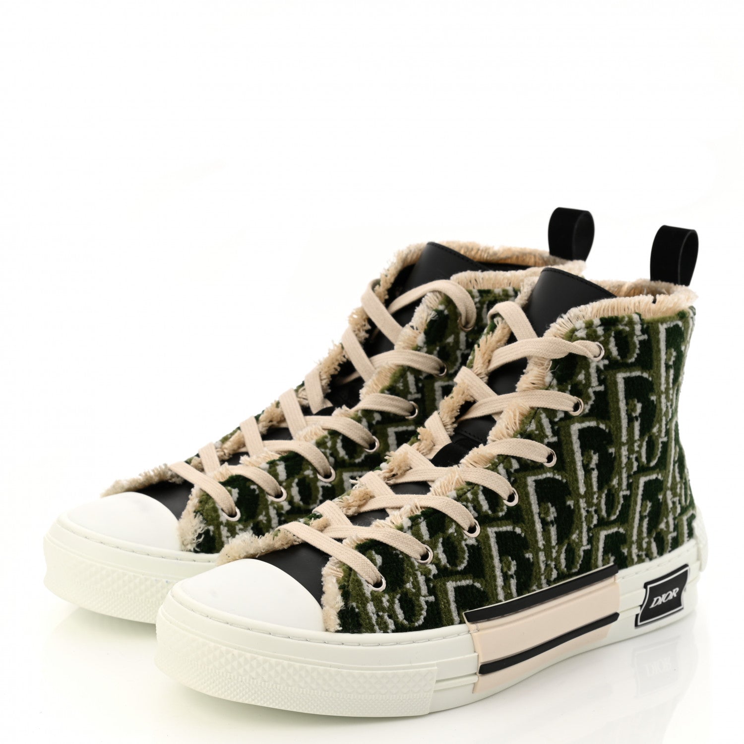 Christian Dior Tapestry Oblique Mens B23 High Top Sneakers 42 Olive 3 of 9
