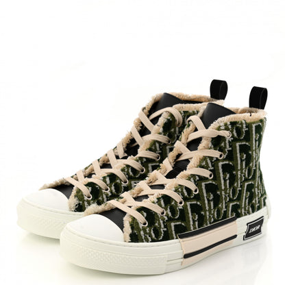 Christian Dior Tapestry Oblique Mens B23 High Top Sneakers 42 Olive 3 of 9