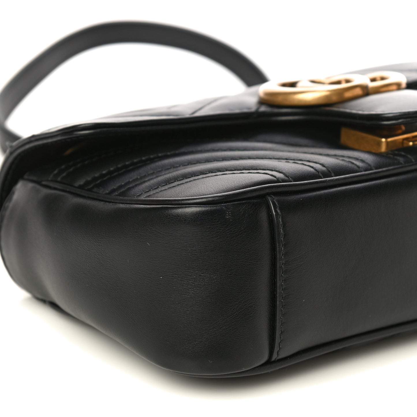 Calfskin Matelasse Mini GG Marmont Shoulder Bag Black