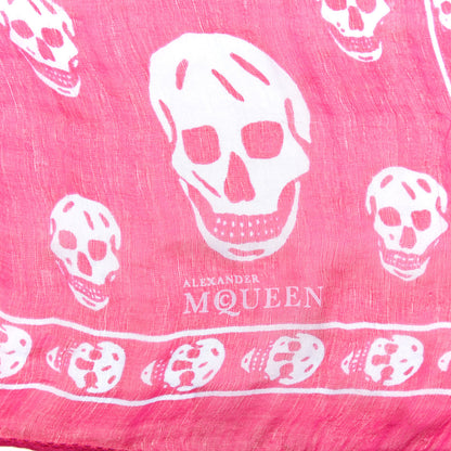Alexander McQueen Silk Chiffon Skull Scarf Fuxia 2 of 4