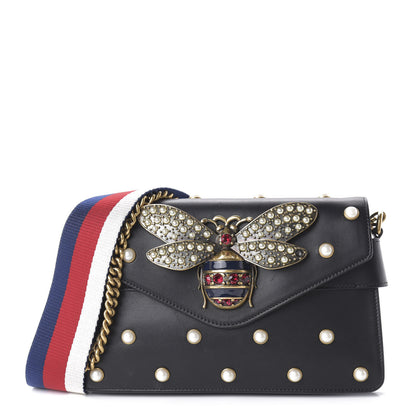 Gucci Nappa Pearl Studded Mini Queen Margaret Broadway Shoulder Bag Black 1 of 10