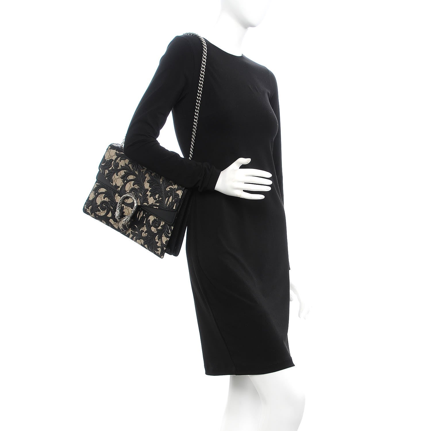 Gucci GG Supreme Monogram Arabesque Medium Dionysus Shoulder Bag Black 2 of 8