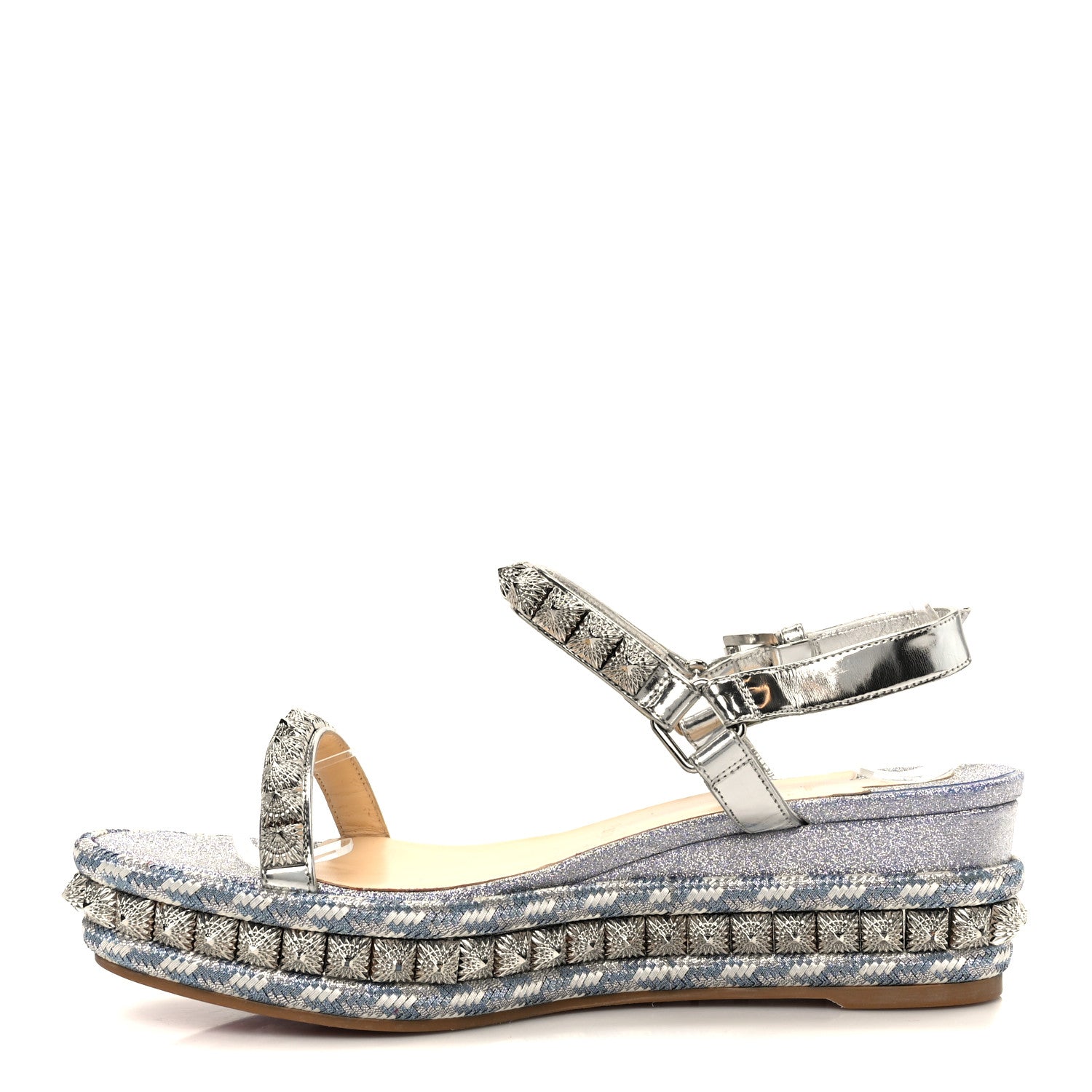 Christian Louboutin Glitter Pira Ryad 60 Platform Sandals 39 Silver Blue 1 of 9