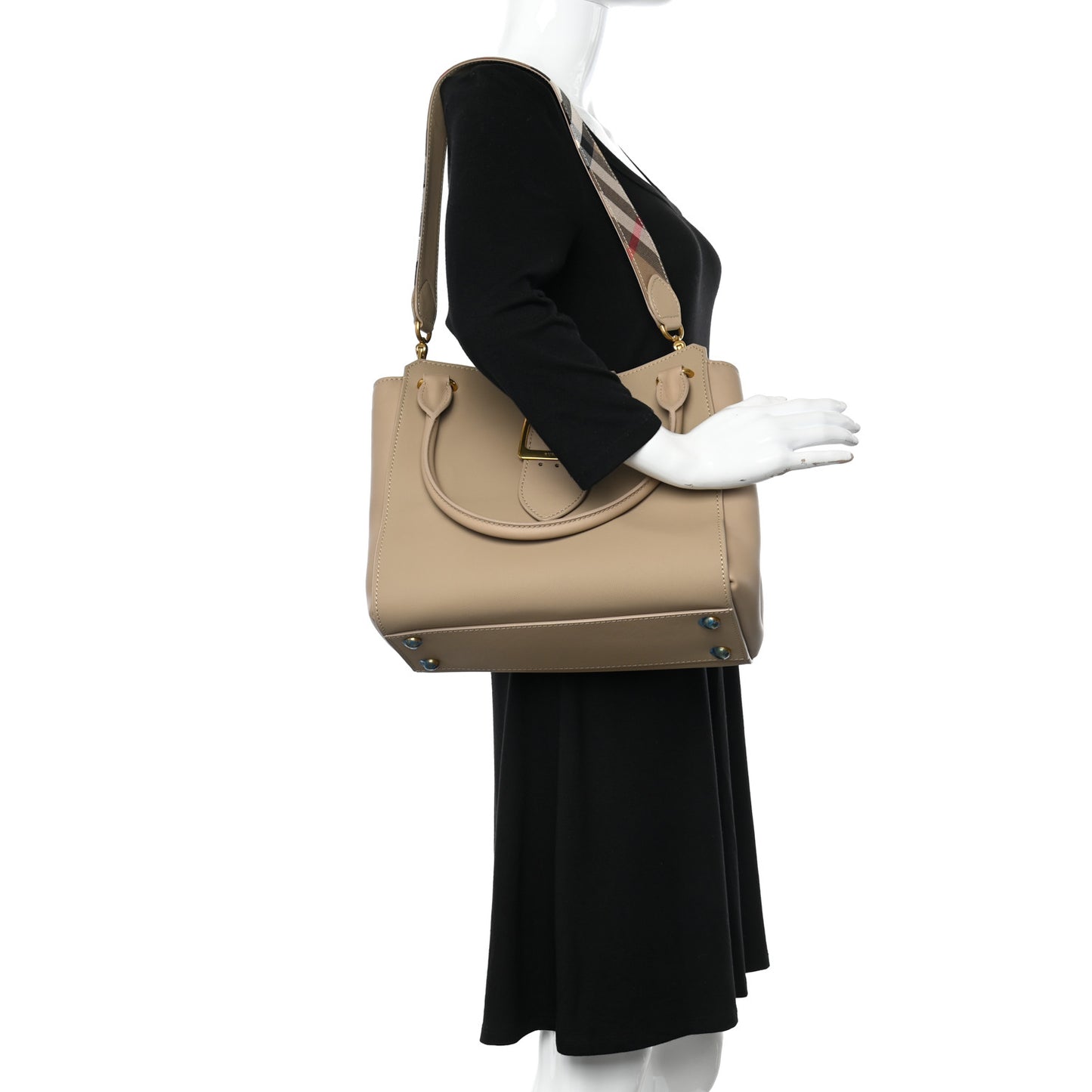 Trench Calfskin Medium Buckle Tote Honey