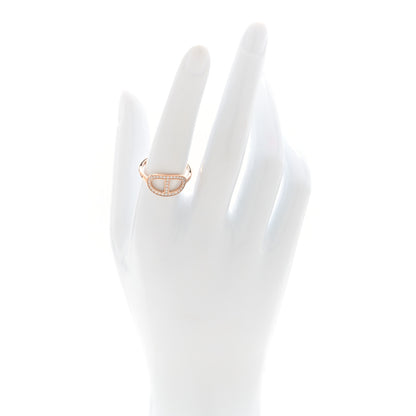 Hermes 18K Rose Gold Diamond MM Chaine d'Ancre Contour Ring 56 7.5 2 of 5