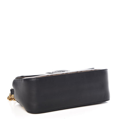 Fendi Vitello Grace Glazed Fabric FF 1974 Double F Shoulder Bag Black Mogano Panna 4 of 10