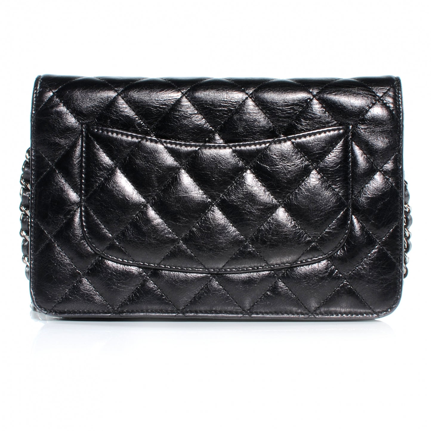 Glazed Calfskin Reissue Wallet On Chain WOC Black
