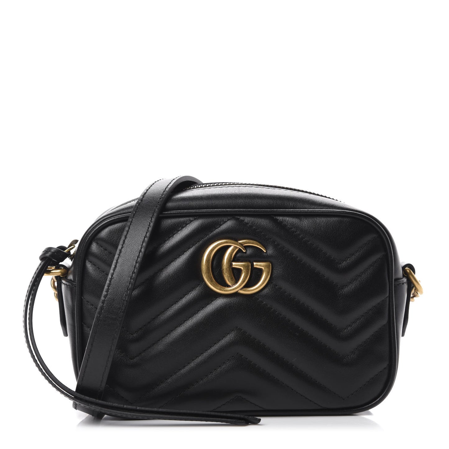 Calfskin Matelasse Mini GG Marmont Chain Shoulder Bag Black