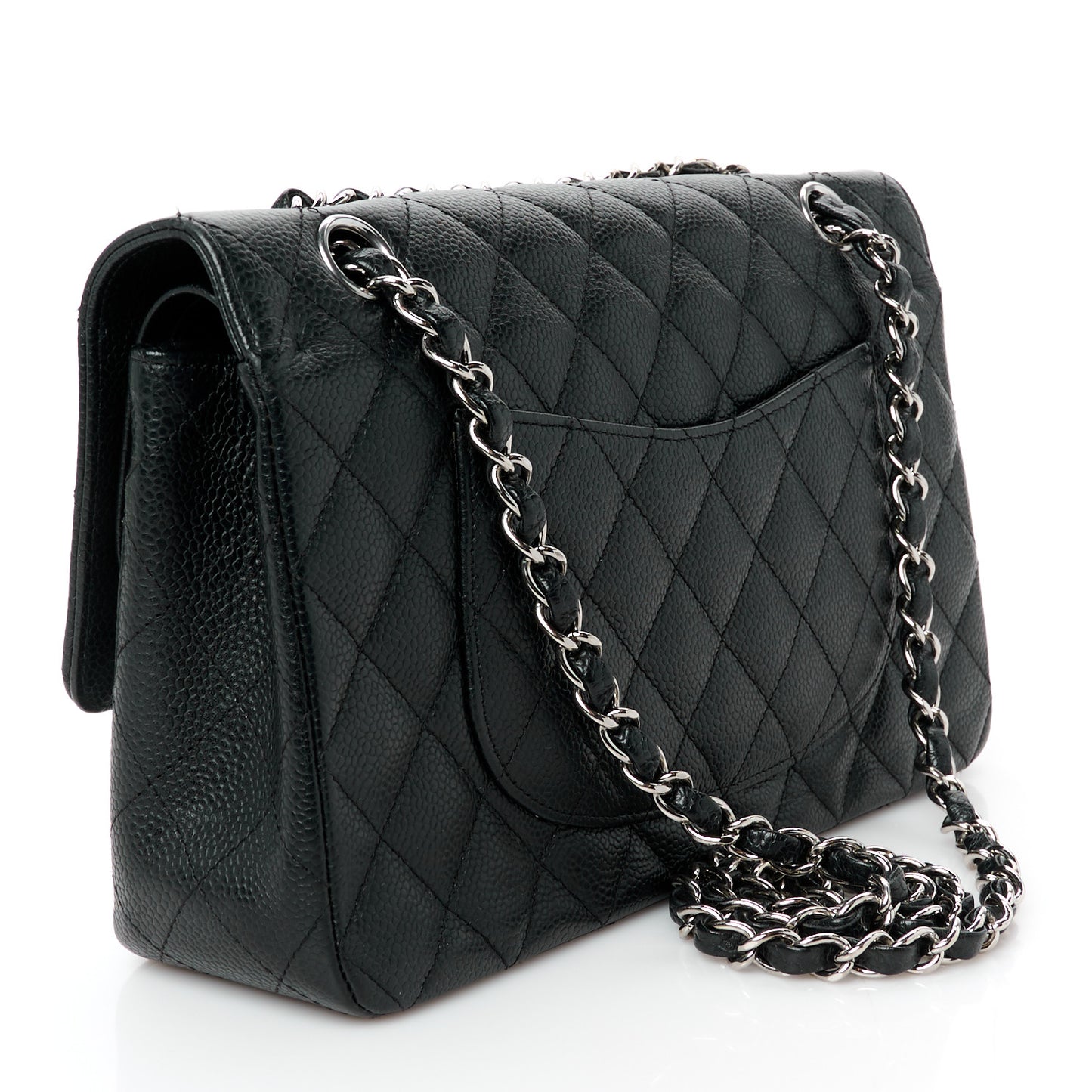 Caviar Quilted Medium Double Flap Black