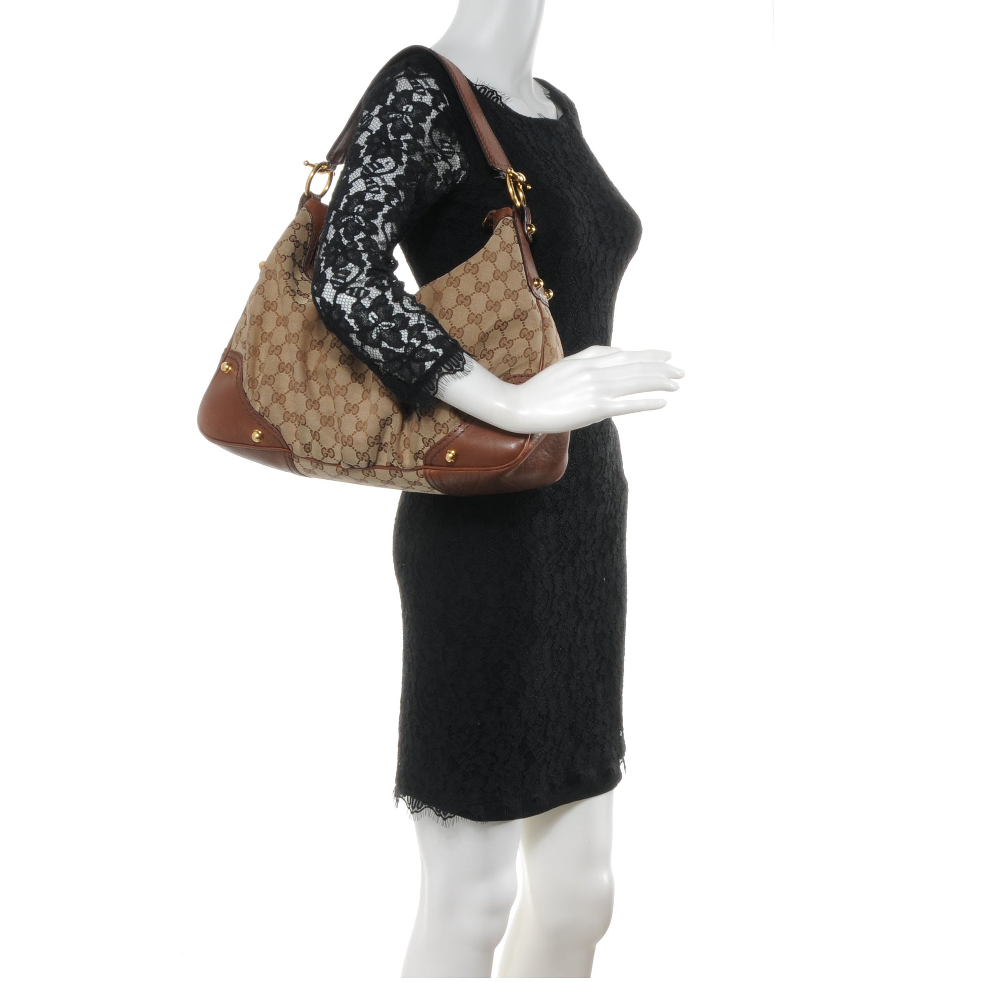 Gucci Monogram Medium Jockey Hobo Brown 2 of 8