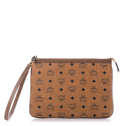 MCM Visetos Wristlet Zip Pouch Cognac 1 of 9